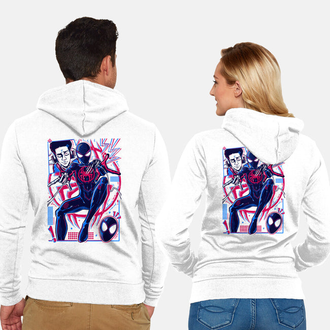 Spiderman Miles Morales-Unisex-Zip-Up-Sweatshirt-Panchi Art