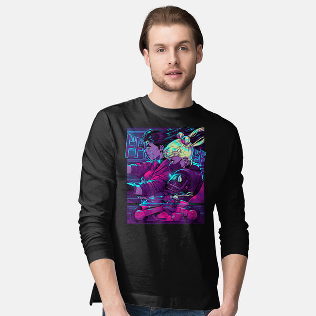 Neon Moon Eclipse-Mens-Long Sleeved-Tee-Bruno Mota