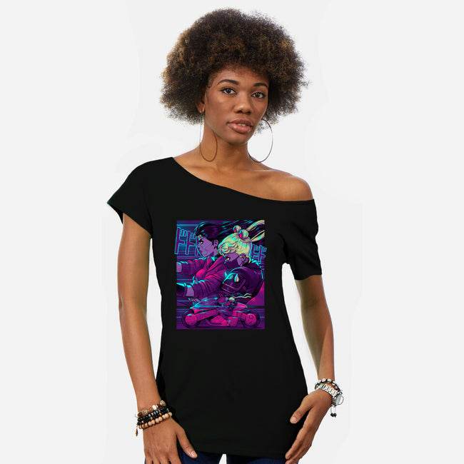 Neon Moon Eclipse-Womens-Off Shoulder-Tee-Bruno Mota