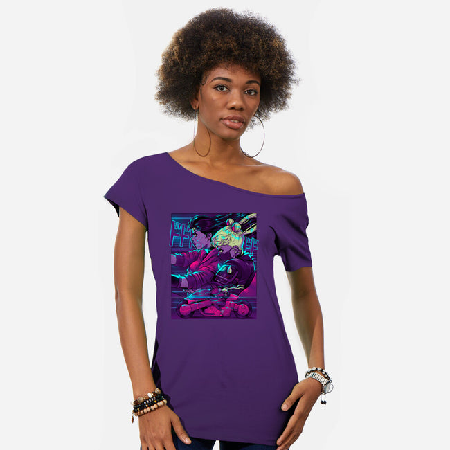 Neon Moon Eclipse-Womens-Off Shoulder-Tee-Bruno Mota