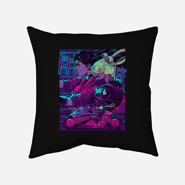 Neon Moon Eclipse-None-Removable Cover-Throw Pillow-Bruno Mota