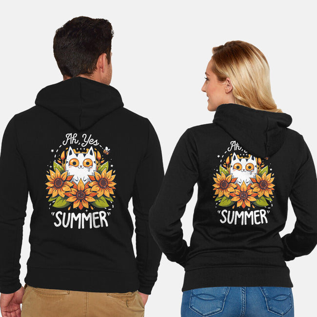 Summer Kitten Sniffles-Unisex-Zip-Up-Sweatshirt-Snouleaf