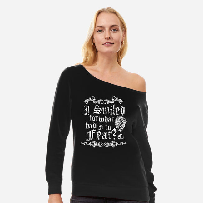 What Had I To Fear?-Womens-Off Shoulder-Sweatshirt-Nemons