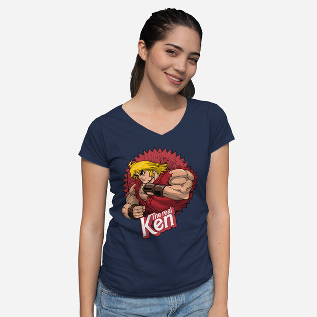 The Real Ken-Womens-V-Neck-Tee-Tronyx79