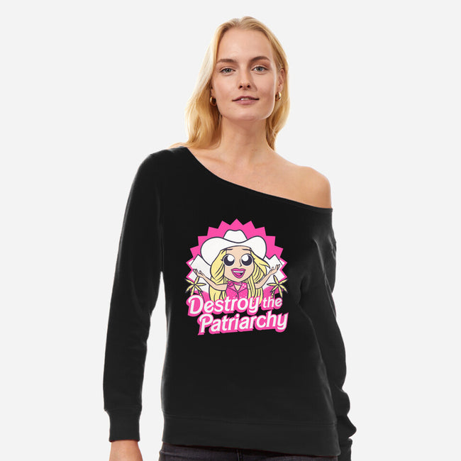 Destroy The Patriarchy-Womens-Off Shoulder-Sweatshirt-Aarons Art Room