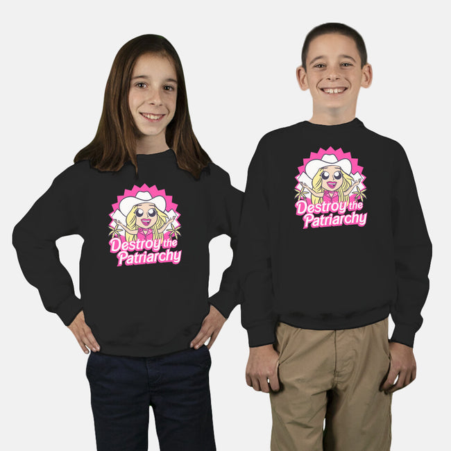 Destroy The Patriarchy-Youth-Crew Neck-Sweatshirt-Aarons Art Room