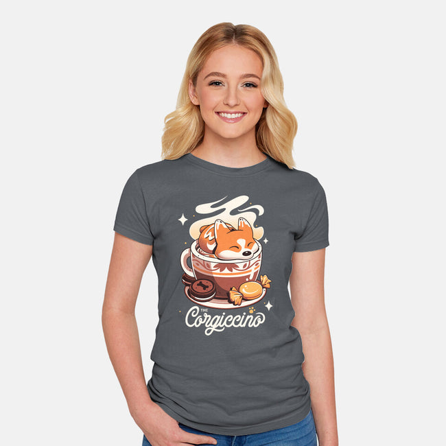 Corgi Coffee Break-Womens-Fitted-Tee-Snouleaf