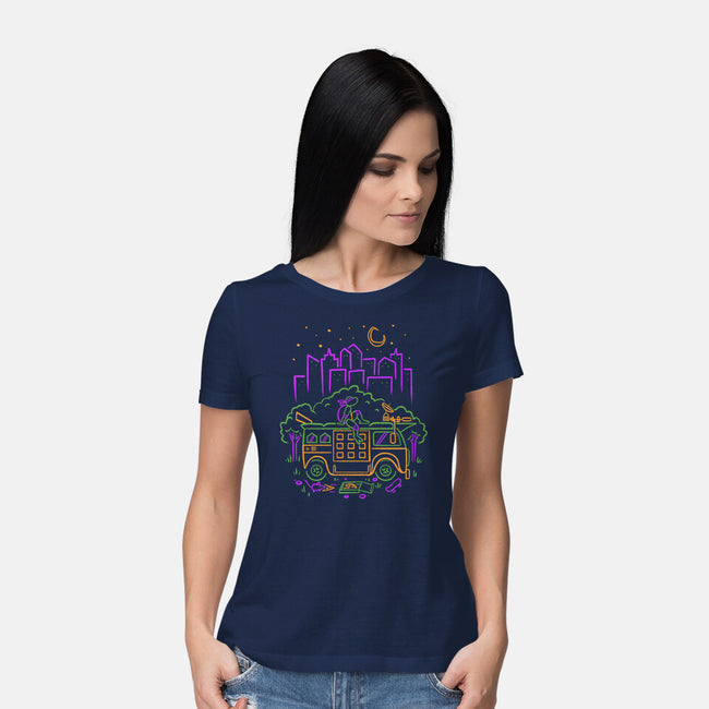 Purple Turtle Van Life-Womens-Basic-Tee-Aarons Art Room