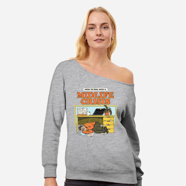 Midlife Crisis-Womens-Off Shoulder-Sweatshirt-zawitees