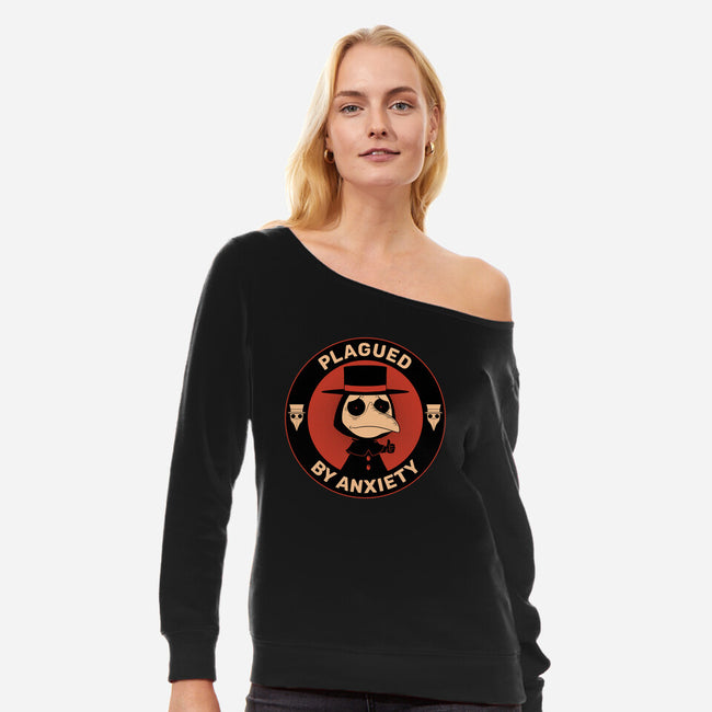 Plagued By Anxiety-Womens-Off Shoulder-Sweatshirt-danielmorris1993