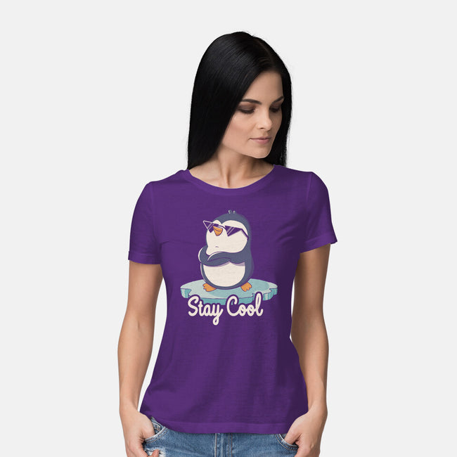 Stay Cool Funny Penguin-Womens-Basic-Tee-tobefonseca