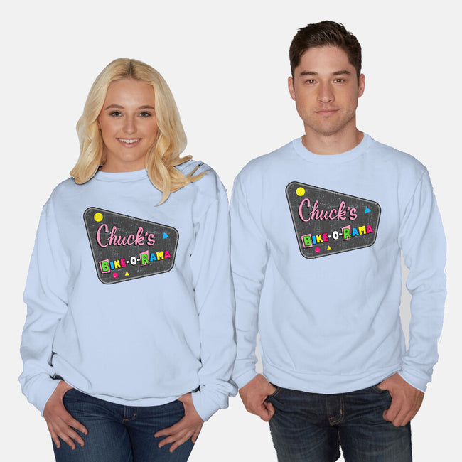 Chuck's Bike-O-Rama-Unisex-Crew Neck-Sweatshirt-sachpica