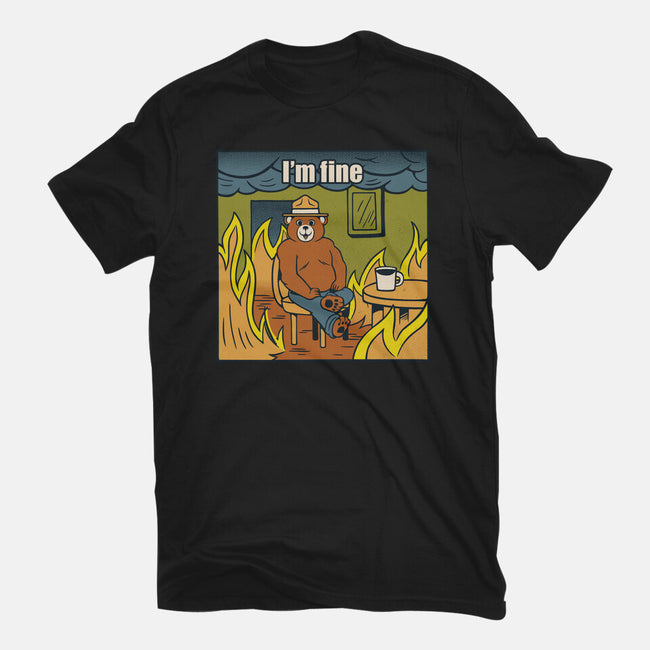 I'm Fine Bear Fire Meme-Mens-Premium-Tee-tobefonseca