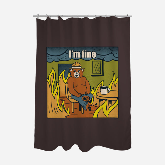 I'm Fine Bear Fire Meme-None-Polyester-Shower Curtain-tobefonseca