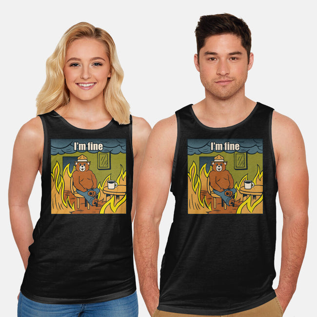 I'm Fine Bear Fire Meme-Unisex-Basic-Tank-tobefonseca