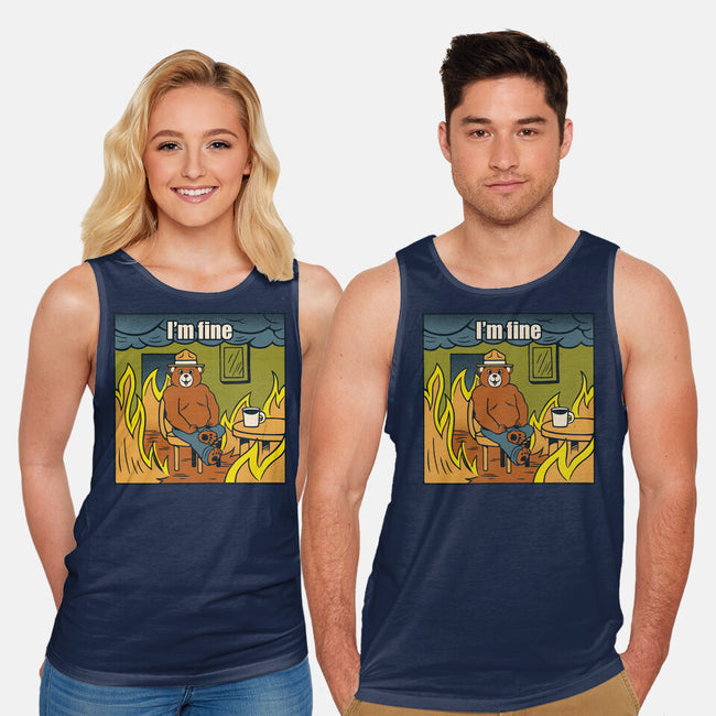 I'm Fine Bear Fire Meme-Unisex-Basic-Tank-tobefonseca