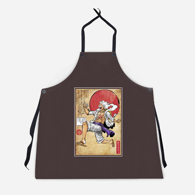 Gear Five Woodblock-Unisex-Kitchen-Apron-DrMonekers