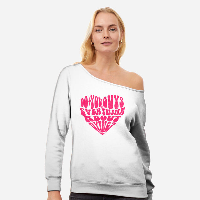 Think About Dying-Womens-Off Shoulder-Sweatshirt-estudiofitas