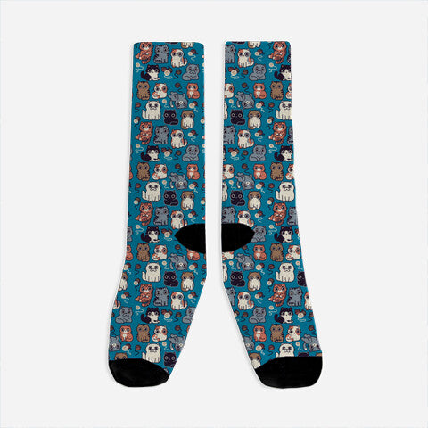 Kawaii Cat Family-Unisex-All Over Print Crew-Socks-Weird & Punderful