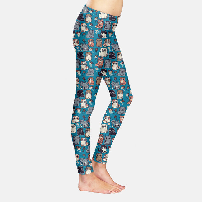 Kawaii Cat Family-Womens-All Over Print Full Length-Leggings-Weird & Punderful