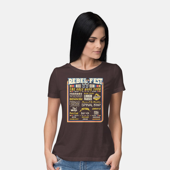 Rebel Fest-Womens-Basic-Tee-rocketman_art