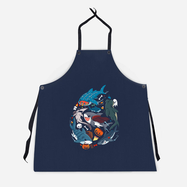 Halloween Sharks-Unisex-Kitchen-Apron-Vallina84