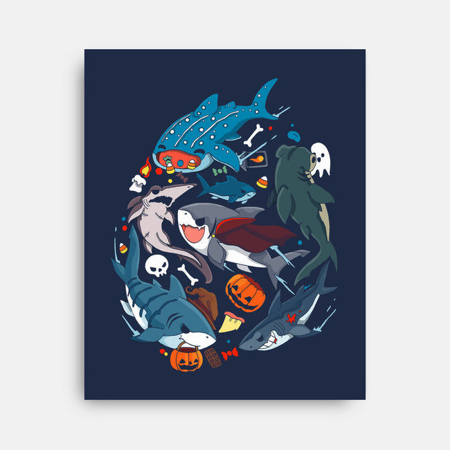 Halloween Sharks-None-Stretched-Canvas-Vallina84