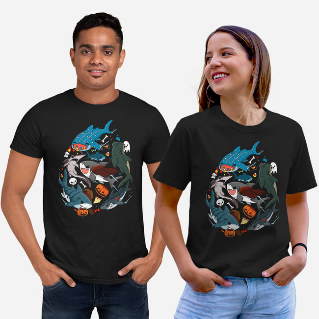 Halloween Sharks-Unisex-Basic-Tee-Vallina84