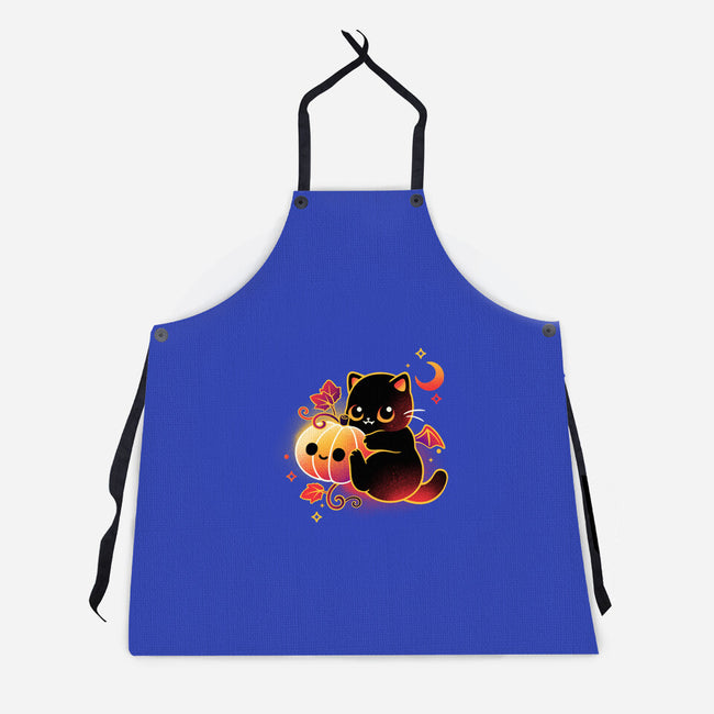 Demon Cat Halloween-Unisex-Kitchen-Apron-NemiMakeit