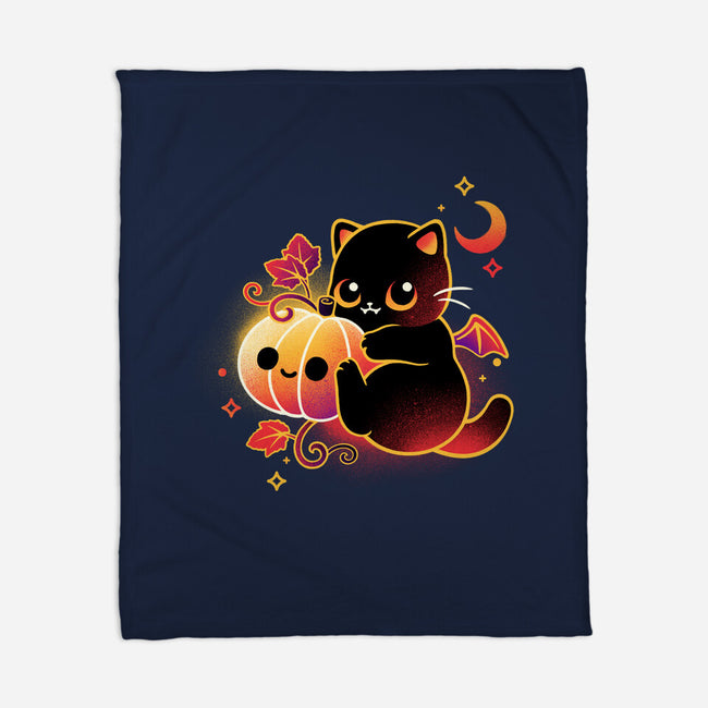 Demon Cat Halloween-None-Fleece-Blanket-NemiMakeit