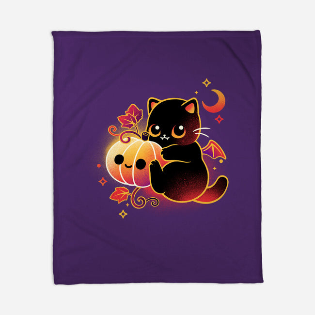 Demon Cat Halloween-None-Fleece-Blanket-NemiMakeit