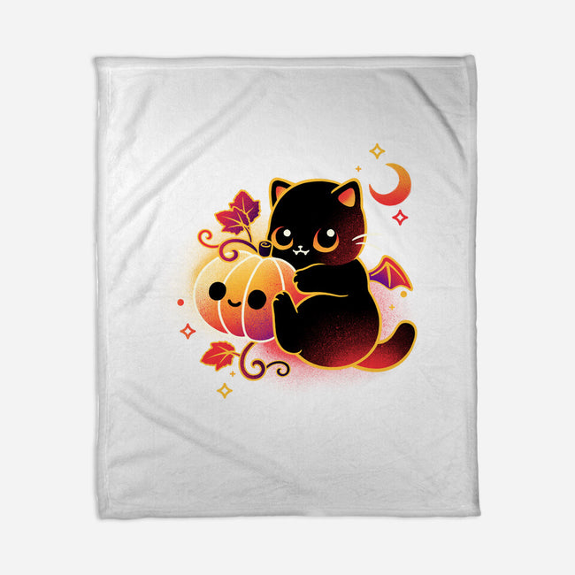 Demon Cat Halloween-None-Fleece-Blanket-NemiMakeit