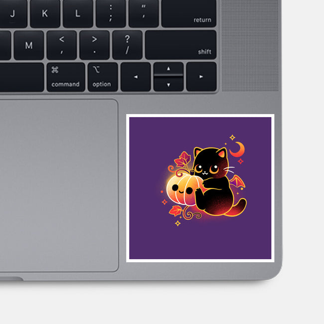 Demon Cat Halloween-None-Glossy-Sticker-NemiMakeit