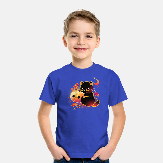 Demon Cat Halloween-Youth-Basic-Tee-NemiMakeit