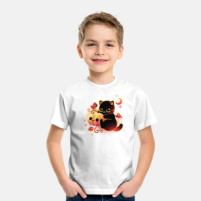 Demon Cat Halloween-Youth-Basic-Tee-NemiMakeit