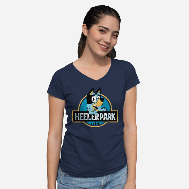 Heeler Park-Womens-V-Neck-Tee-retrodivision