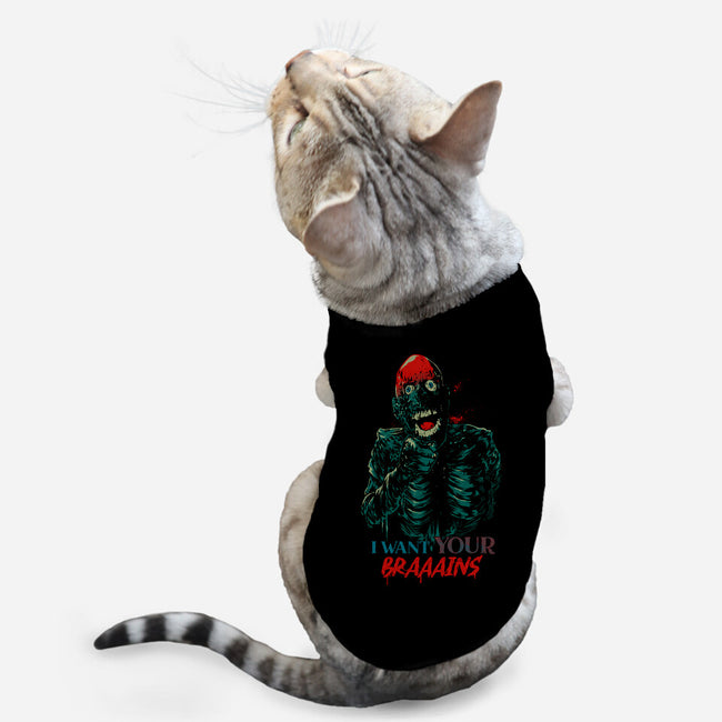 I Want Your Brains-Cat-Basic-Pet Tank-Hafaell