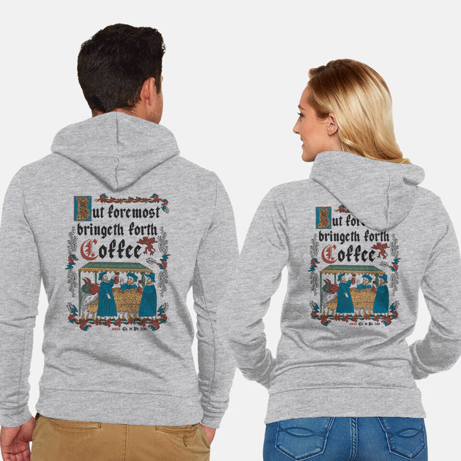 But First Coffee Medieval Style-Unisex-Zip-Up-Sweatshirt-Nemons