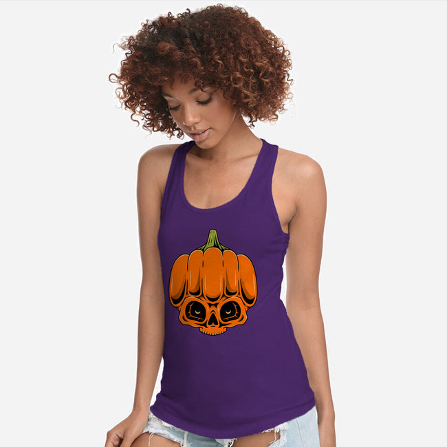 The Pumpkin Skull-Womens-Racerback-Tank-Alundrart