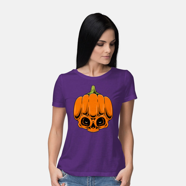 The Pumpkin Skull-Womens-Basic-Tee-Alundrart