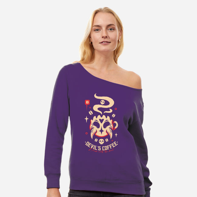 Devil's Coffee-Womens-Off Shoulder-Sweatshirt-Alundrart