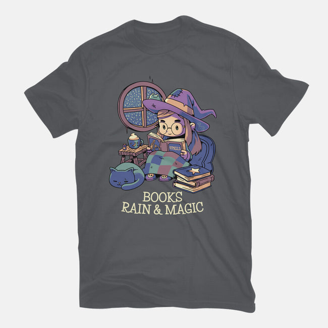 Books Rain And Magic-Unisex-Basic-Tee-Geekydog