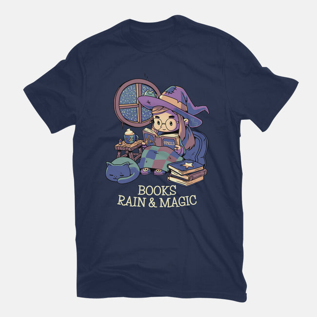 Books Rain And Magic-Unisex-Basic-Tee-Geekydog