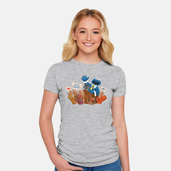 Cookie Monster For President-Womens-Fitted-Tee-ugurbs