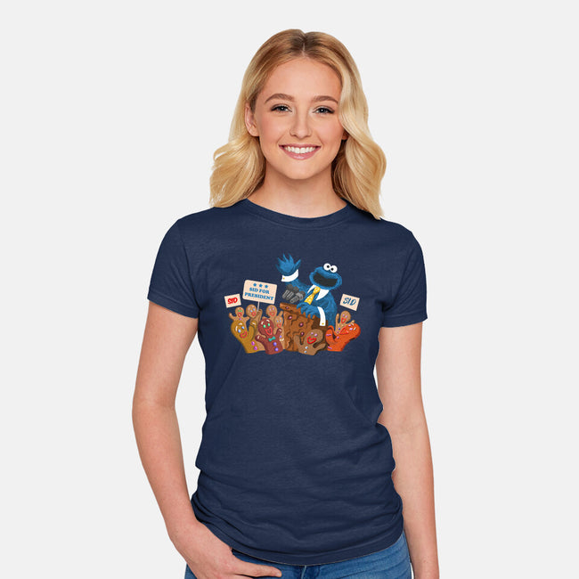 Cookie Monster For President-Womens-Fitted-Tee-ugurbs