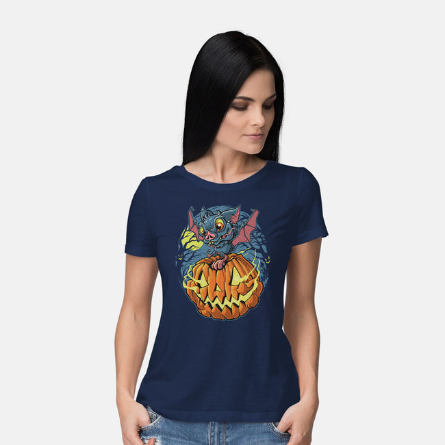 Spooky Night Bat-Womens-Basic-Tee-Betmac