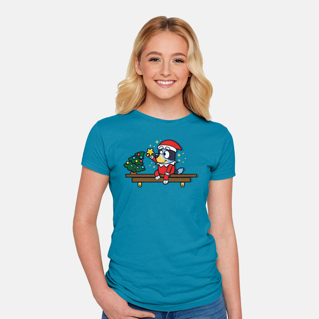 Heeler On The Shelf-Womens-Fitted-Tee-Boggs Nicolas