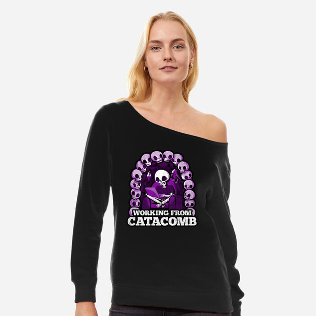 Working From Catacomb-Womens-Off Shoulder-Sweatshirt-Aarons Art Room