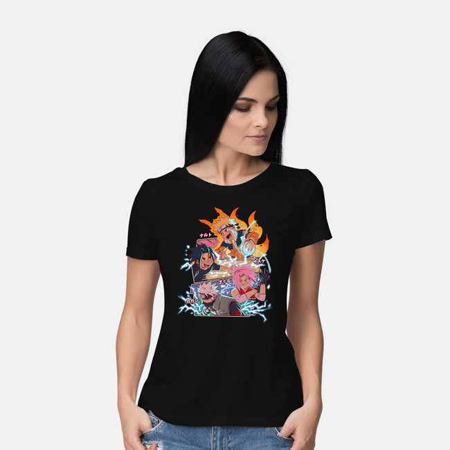 Naruto Battle-Womens-Basic-Tee-jacnicolauart