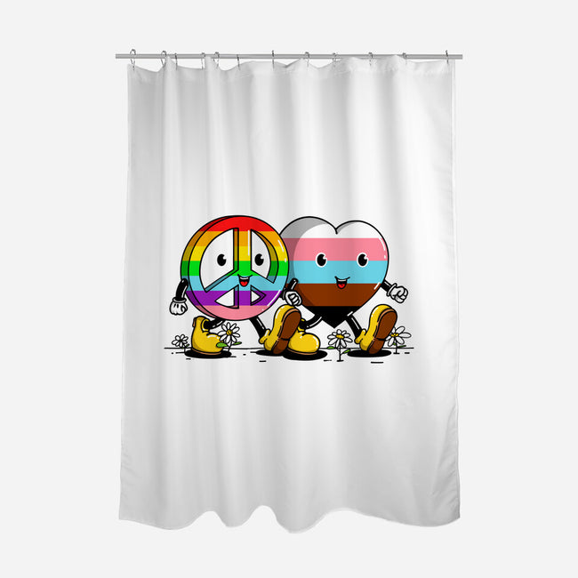 Peace And Love Friends-None-Polyester-Shower Curtain-sebasebi